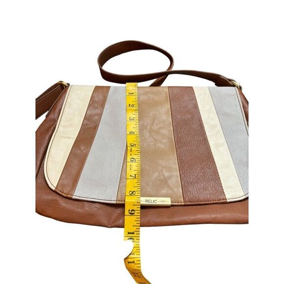 Relic Women's Multi-Color Striped Faux Leather Crossbody Bag With Polka Dot Inte - Picture 7 of 15